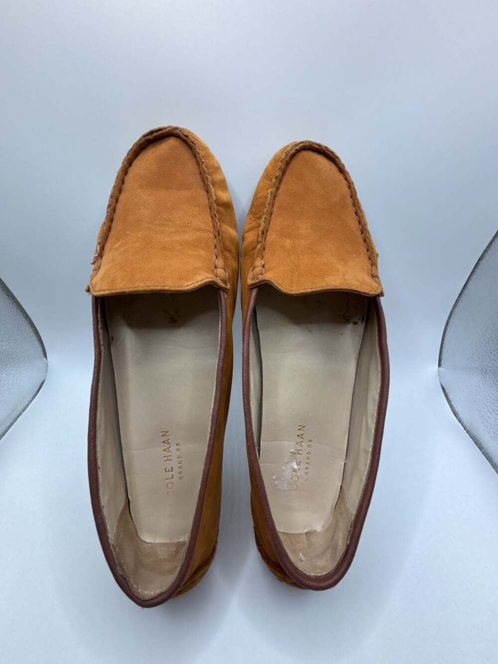 Cole Haan Grand.OS Suede Driving Loafers Tan Women's Size 7.5B